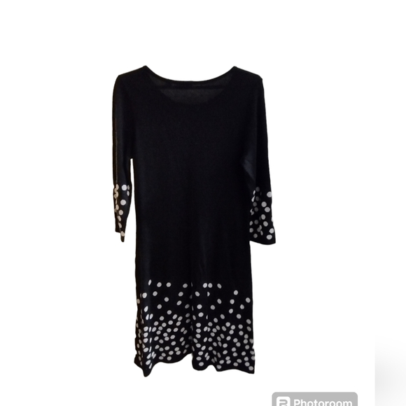 EUC Est. 1948 black sweater dress with white polka dots - Picture 3 of 3